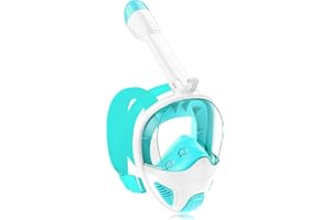 JRing Snorkeling Mask with Side Breathing System, 180° Panoramic View Full Face Diving Mask Detachable Action Camera Mount iwith Anti-Fog and Anti-Leak Snorkel Mask
