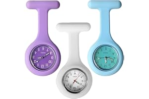 DHSBGWSX Paquete de 3 relojes de enfermera, adecuados para enfermeras médicas (blanco, morado claro, azul claro), Blanco, morado claro, azul claro, Contemporáneo