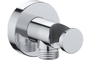 Duravit Universal Wall Outlet, Wall Outlet with Shower Holder, Round Wall Connection Elbow, Chrome