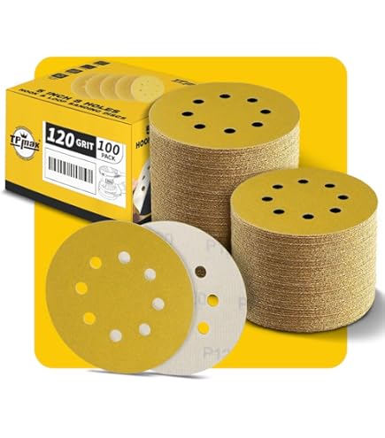POWERTEC 5 In. 8 Hole Hook And Loop Sanding Discs, 40/80/120/220/320, Assorted Grits Sandpaper For Random Orbital Sanders 45000NR - The Home Depot - Foto 13