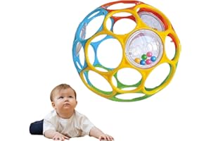 Kikuo Greifball für Babys, Oball Classic Mit Großem Loch, Kinder Greifen Spielball Mit Glockenkugel, BPA-Frei, Oball Klassischer Ball Babyspielzeug für Frühpädagogisches Lernen Neugeborene