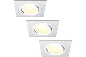 HCFEI Lot de 3 Spot Led Encastrable Carré Alu Brosse Orientable lumière Blanc Chaud 3000K,5W eq. 50W ref.207
