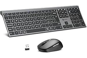 iClever Tastiera e Mouse Wireless Bluetooth, Tastiera e Mouse Doppia Modalità (Bluetooth + 2.4G) Ricaricabile, Layout Italiano QWERTY, Silenziosa for Mac, iPad, PC, Laptop, Desktop, Tablet, Smartphone