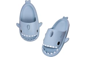 bolukets Unisex Cute Shark Sliders for Women and Men Quick Dry Open Toe Cloud Shower Sandals Pillow Beach Slippers for Indoor & Outdoor