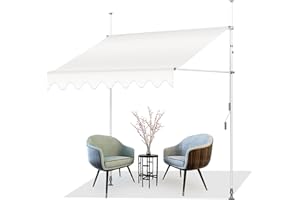 AXT SHADE Klemmmarkise mit Handkurbel Balkon,Balkonmarkise ohne Bohren,200cm Beige,UV-beständig,wasserabweisend,Sonnenschutz,höhenverstellbar,Für Balkone,Terrassen,Gärten