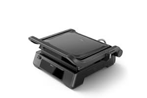 Philips Contact Grill - Sensore di Temperatura e 8 Funzioni Preimpostate grill con griglia ampia. Controllo Digitale della Temperatura. Facile da Pulire (HD6307/70)