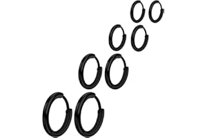 TELOOCO 4 Paar Gold Creolen Edelstahl Kleine Hoop Damen Ohrringe Edelstahl Creolen Set Goldene Hoops Hypoallergen Kleine Ohrringe für Damen Herren, 6/8/10/12 mm (Gold, Silber, Schwarz, Bunte)