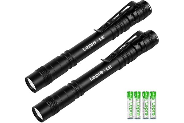LE LED-pennficklampor, lätt, mini, vattentät fickficklampa med klämma, 2-pack små ficklampor för inspektion, arbete, nödsituation