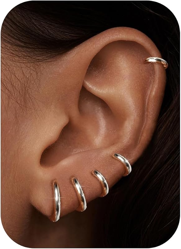 MILACOLATO Kleine Creolen Ohrringe für Damen Herren Chirurgenstahl Knorpel Huggie Ohrringe Snug Lobe Nase Lippen Daith Helix Piercing Schmuck Winzige Hoop Hinged Schläferohrringe 6/7/8/9/10MM