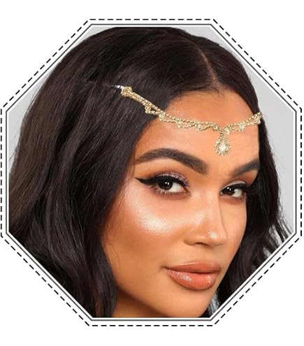 Inilbran Chaîne De Tête Boho Strass Multicouches – Bijoux Cheveux Vintage Brillants, Bandeau Strassé Pour Femmes Et Filles