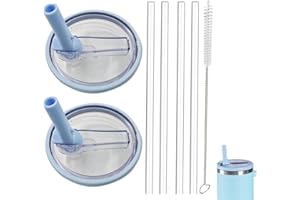 MOECSHSY Paquete de 2 tapas de vaso de 40 onzas de repuesto para Stanley Quencher, a prueba de derrames, resistentes a salpicaduras, juegos de funda de vaso reutilizable con 4 popotes y 1 cepillo de limpieza