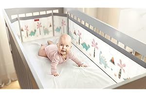 Airoya® 4-Sided All-Round Breathable Cot Bumper,Premium 6mm Thick Protection, British Safety Compliance BS EN-16780, Airflow Safe 3D Mesh, Limited Edition (Dino)