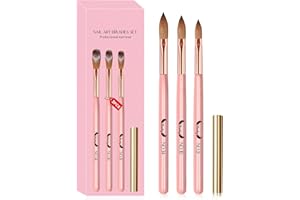 SRUIDYLADY 3 Piezas Cepillo para uñas, Pincel para Uñas de Polvo Acrílico, Pinceles Para Uñas Acrilicas, Profesionales Pinceles Para Uñas, Nail Art Cepillos Manicura Herramienta Tamaño 8/10/14