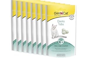 GimCat Denta comprimidos - Snack para gatos funcional que favorece el cuidado bucodental - Pack de 8 (8 x 40 g)