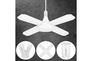 YELANGU E26/E27 Bayonet LED Garage Light 60W, 6500K Daylight White 6000Lm Deformable Workshop Lamp with 3 Adjustable Panels, LED Ceiling Lighting, for Garages, Basement, Warehouse, Attic, Gym,(Pack of 1)