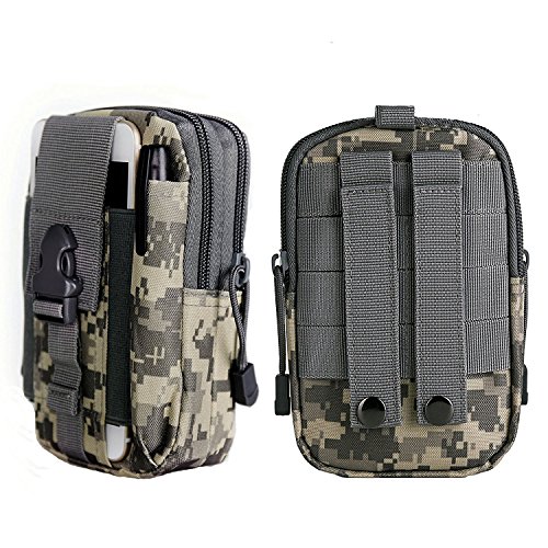 Bever Bolsa compacta de Cintura Bolsa Tactica 1000D Nylon, Molle EDC Bolsa de Cintura, Riñoneras para Herramientas Pequeñas Hombre Multiusos Deporte Teléfono Móvil al Aire Libre Camuflaje