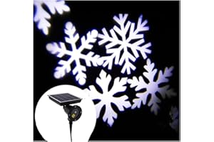 Syzplnwy Solar Christmas Snowflake Projector Light, Rotating LED Garden Decor for Holiday Party Yard Decoration, White Light