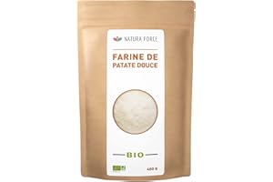 NATURAFORCE NATURA FORCE NATURA-FORCE NATURA FORCE - Farine de Patate Douce - 100% Biologique - Sans Gluten et Sans OGM - AB - Index Glycémique Faible - Idéale pour vos crêpes et gâteaux - Sachet de 400 grammes
