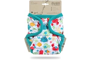 Petit Lulu Cloth Nappy Wrap | One Size (11-35.2 lbs) | Snaps | Washable Diaper Wrap | Reusable Cloth Nappies | Made in Europe (Lagoon)