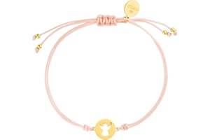 Purelei® Pink Angel Bracelet, Guardian Angel Bracelet for Women and Girls, Lucky Charm Bracelet Made of Pink Nylon with Stainless Steel Pendant, Length Individually Adjustable