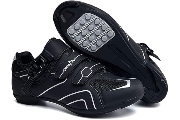 Earnmore Chaussures de Cyclisme Antidérapantes, Chaussures de Vélo de Route et de Montagne en Fibre de Carbone Respirantes, Chaussures de Sport Assistées avec Bandes Réfléchissantes