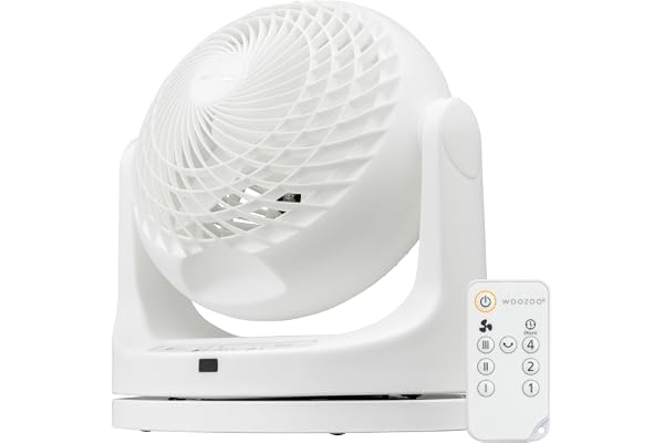 Iris Ohyama Woozoo, Ventilateur de Table, 23㎡, Ventilateur de Bureau, Blanc, 3 Vitesses, Télécommande, Minuterie 4H, Silencieux, Oscillation, pour Chambre, Salon, Petit, Puissant, PCF-MKC18