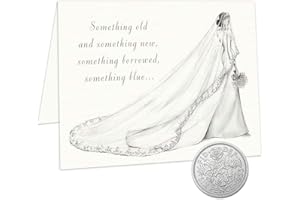 GARGALA Old Sixpence Coin and Wedding Card for Bride, Something Old, Something New, Something Borrowed, Something Blue, and a Sixpence for Her Shoe. (1954-1967)