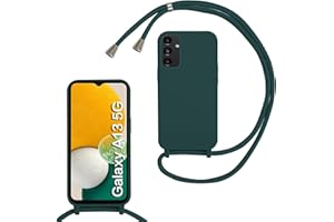 MBSLFY Silikon Handykette für Samsung Galaxy A13 5G Hülle mit Band,Verstellbarer Halskette Handyhülle,Necklace Hülle mit Band, Handyhülle für zum Umhängen,Case mit Schnur,Dunkel grün