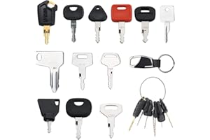 SHNMINEU Lot de 14 clés d'allumage universelles pour machines de construction Caterpillar, JBC, Komatsu, Yanmar, Kobelco, Volvo, Bobcat, Takeuchi,Kubota, Hitachi, 14603/14607