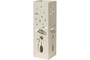 Baroni Home Paragüero ModernoDiseño Gato con Tallado de Lluvia, Paragüero Original con Gancho y Bandeja de Goteo Extraíble para Decorar el Hogar y la Oficina 15,5x15x49 cm - Blanco