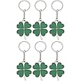 Amosfun 6pcs Shamrock Keychains, Alloy Four-leaf Clover Keychain Bag Lucky Pendants Fortune Shamrock Charms Clover Keyring for Women St.Patrick Day Favors Irish Party Supplies
