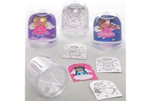 Baker Ross AX384 Kit Globo De Nieve Ángel Para Colorear - Caja De 4, Excelentes Suministros De Manualidades Navideñas Para Niños En Esta Temporada Festiva