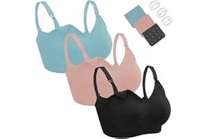 Dresime Sujetadores Lactancia, 3 Piezas Sin Aros Sujetadores de Maternidad Ultra Confort Sujetador Premama para Mujeres con con Extra brazaletes y Ganchos