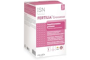 ISN - Fertilia® Grossesse - Complément alimentaire à base de nutriments essentiels pour le bien-être de la femme enceinte & le développement de bébé - Riche en Omega 3 - Cure 3 mois