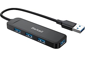 Hub USB 3.0, Beikell Data Hub USB 4 Ports Ultra Fin Haute Vitesse pour Macbook, Mac Pro/Mini, iMac, Surface Pro, XPS, Clés USB, Notebook PC, Portable, Disques Durs Externes, etc.