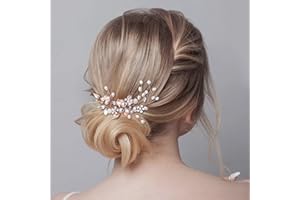 Brautschmuck, Etercycle Braut Kopfschmuck Hochzeit Haarspangen Kristall Haarnadeln Reben Blume Blatt Perle Haarschmuck für Braut - Roségold