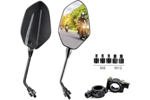 ISSYZONE Lusterka Moto E9,Homologowane lusterka motocyklowe do 10mm i 8mm z zaciskiem 7/8" 22mm, 1 para lusterek motocyklowych Kompatybilny z R1200GS S1000 RR CB1000R CB500 F