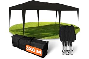 Kronenburg Tonnelle Pliante Étanche 3x6 m – Pavillon de Jardin avec Protection UV 50+, Châssis Acier, Montage Rapide pour Fêtes, Marchés, Extérieur, Couleur Noir