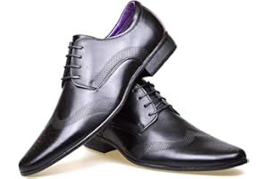 S & B Footwear Mens Leather Lined Smart Wedding Lace Up Brogues Formal Dress Oxford Shoes Size 6-12