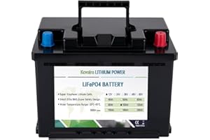 KCVOLRO Batería Litio 12V 100Ah Batería LiFePO4 1280Wh con 100A BMS Batería Recargable hasta 15000+ Ciclos Profundos Serie/Paralelo para Camper Barco RV Sistema Solar Autocaravanas Fotovoltaico