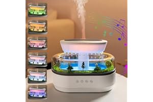 RuiDay Raindrop Humidifier Diffuser, 250ml Cool Mist Aromatherapy Oil Diffuser for Bedroom, Office, White ABS Material with 7-color LED Lights and Intelligent Power Off