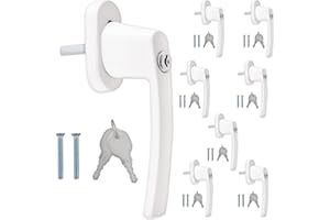 kwmobile 8x Poignée de fenêtre verrouillable - Poignée avec serrure aluminium - Sécurité enfant - Longueur tige 35 mm - Serrure en blanc RAL 9016