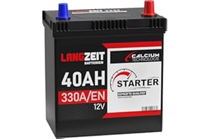 ‎LANGZEIT BATTERIEN LANGZEIT ASIA Autobatterie 40Ah 12V 330A/EN ASIA Batterie Plus-Pol Rechts 30% mehr Startleistung ersetzt 35Ah 36Ah 38Ah 42Ah