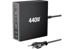 HSSNS USB-C Ladegerät Mehrfach: 440W 8 Ports Schnellladegerät mit 5 USB-C und 3 USB-A, Dual-PD PPS USB Netzteil für MacBook, iPad, iPhone 17/16/15 Serie, Samsung usw