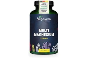 Magnesio Complex | 375 mg de Magnesio | Citrato + Bisglicinato + Taurato + Malato | 180 Cápsulas | Vitamina B6 & B2 | Sin Aditivos & Vegano | Vegavero