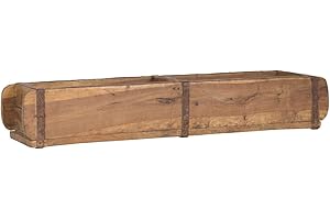 IB Laursen Alte Ziegelform 57x14.5x8.5 Zweikammer - Vintage Holzkiste mit Metallbeschlägen - Echte, benutzte Form aus Indien aus Altholz gefertigt - Jedes Stück ein Unikat