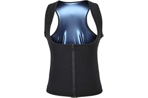 SONEW Gilet sauna riscaldamento, 3 taglie Brucia grassi sudore canotta traspirante vita trainer cerniera corsetto sportivo per donna(S/M)