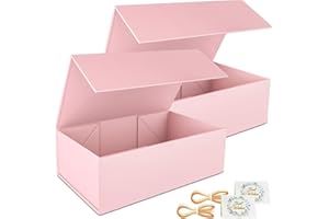 EASCITY Pudełko prezentowe, 24 x 15 x 7,6 cm, pudełko prezentowe na prezenty z pokrywkami, magnetyczne zamknięcie, prostokątne, do pudełka proposal groomsman, na wesele, Boże Narodzenie, Halloween, prezent