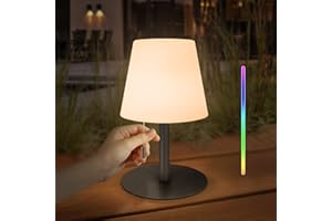 FUYO Lampada da Tavolo Senza Fili Ricaricabile Portatile Lampada da Tavolo Dimmerabile Luce Notturna a LED con 8 Colori, USB Ricaricabile, IP44 per Bambini, Giardino, Hotel, Camera da Letto B
