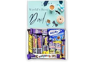 QLV Best Dad Chocolate Gift Set. Dad Gifts For Fathers Day Or Birthday Gifts For Him. Chocolate Hamper Containing 10 x Chocolate Bars, Cadbury Chocolate, Dairy Milk And Mars. Father's Day Chocolate Gift